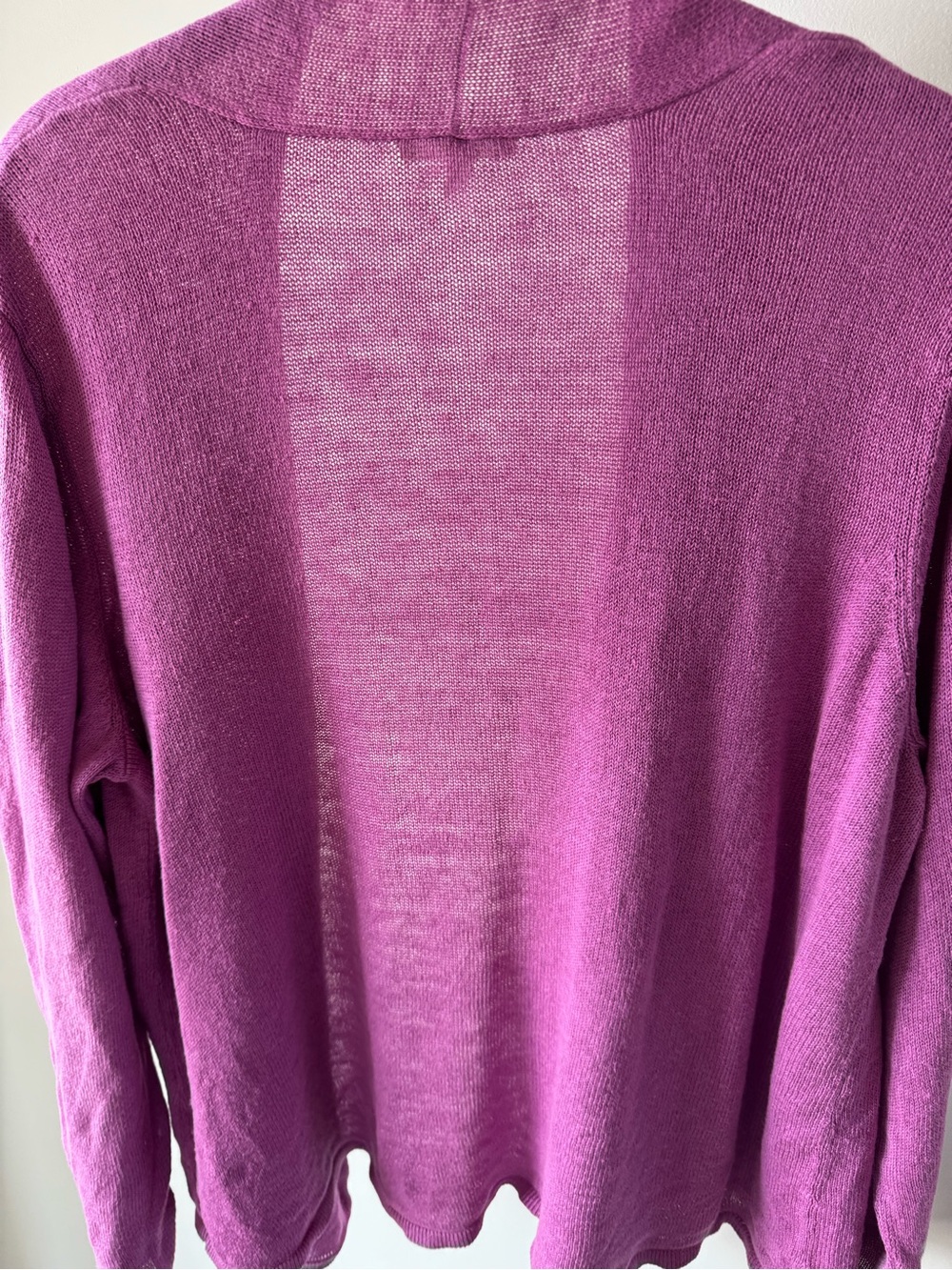 Eileen Fisher Open-Front Linen Knit Cardigan in Vibrant Magenta - Picture 2 of 11